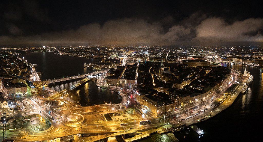 Slussen och gamla stan, drönarfoto