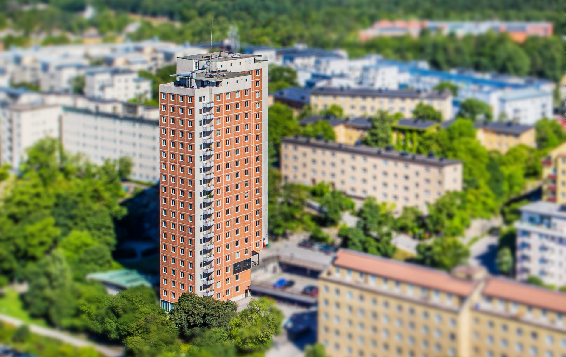 flygfoto av studenthuset Nyponet på Östermalm