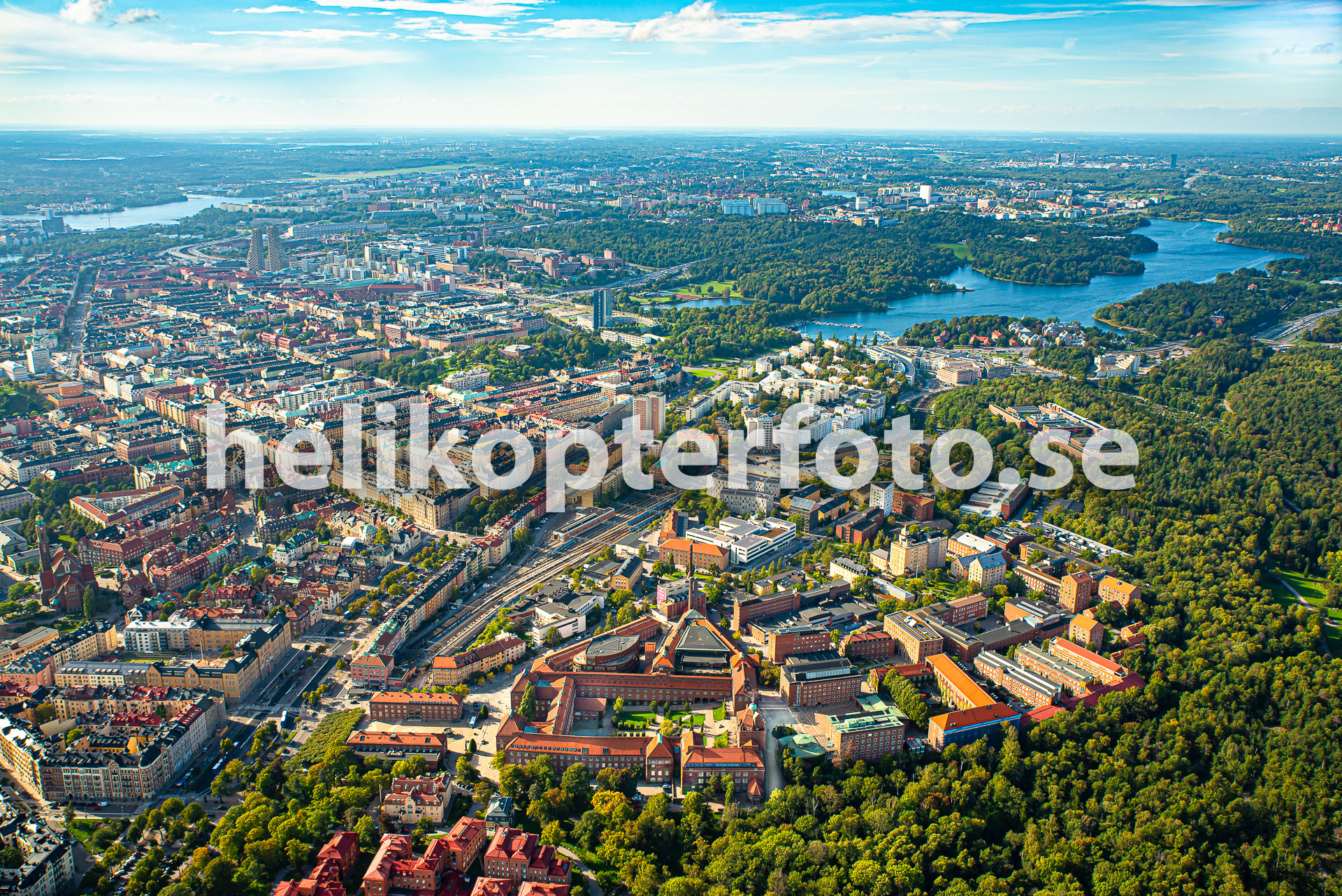 Flygfoto över KTH i Stockholm